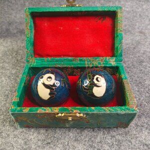 Chinese Panda Baoding Balls Stress Therapy Musical Hand Exercise Chime w/ Box